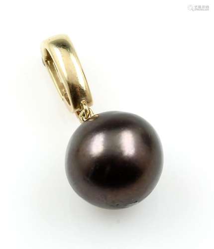 14 kt gold clippendant with cultured tahitian pearl