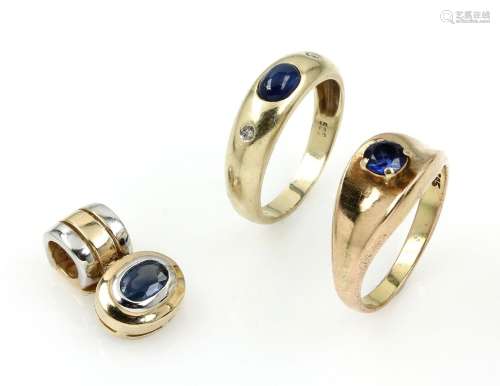 14 kt gold set with sapphires