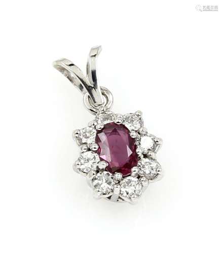 14 kt gold pendant with ruby and brilliants