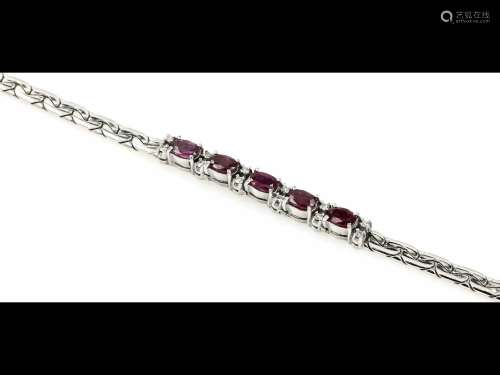 14 kt gold bracelet with rubies and diamonds