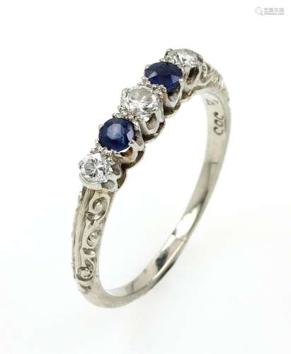 14 kt gold ring with brilliants and sapphires