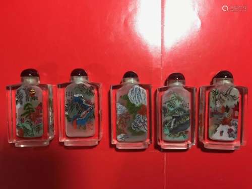 Group Chinese Inside Painted Glass Snuff Bottle