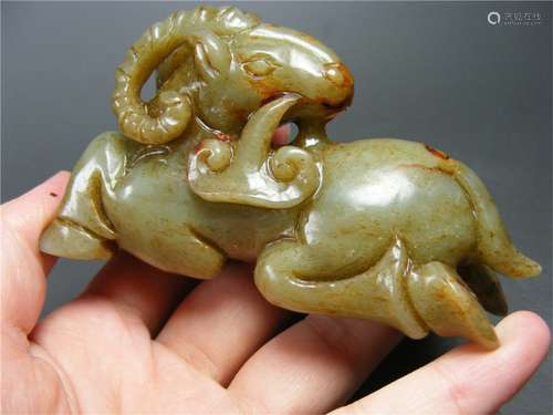 Chinese Jade Carved Goat