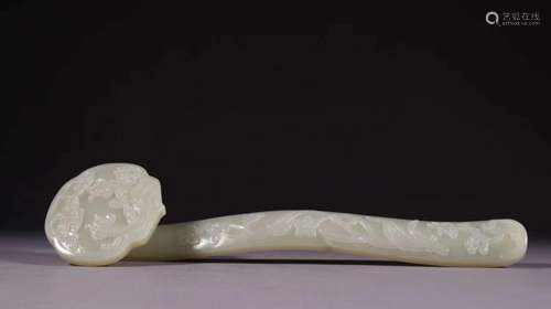 Chinese Hetian Jade Carved Ruyi Scepter