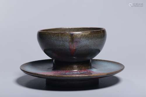 Chinese Jun Ware Cup and Sauser