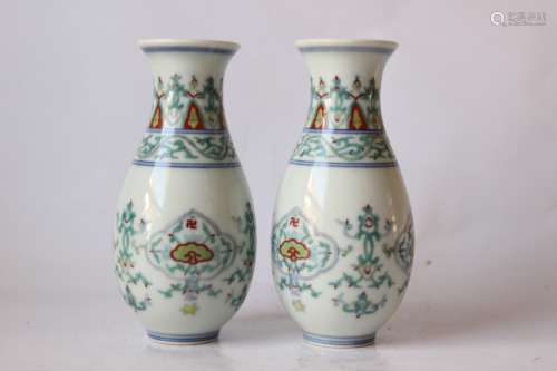 Pair of Chinese Doucai Porcelain Vase