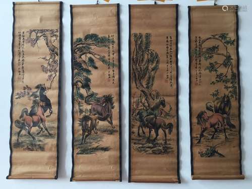 Chinese Ink Color Scroll  Set