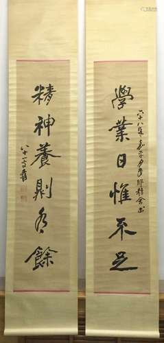 Pair of Chinese Ink Scroll Calligraphy