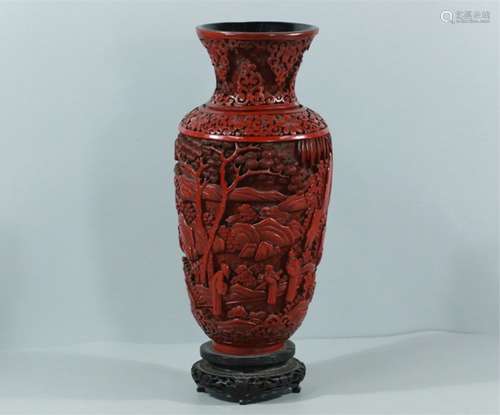 Mid-Qing Chinese Red Cinnerbar Vase