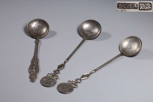 Republican Chinese Shanghai Silver Coin Spoons