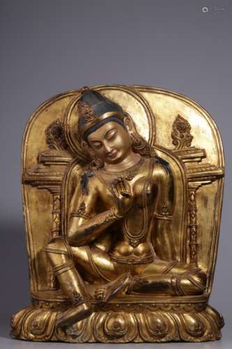 Qing Chinese Gilt Bronze Guanyin