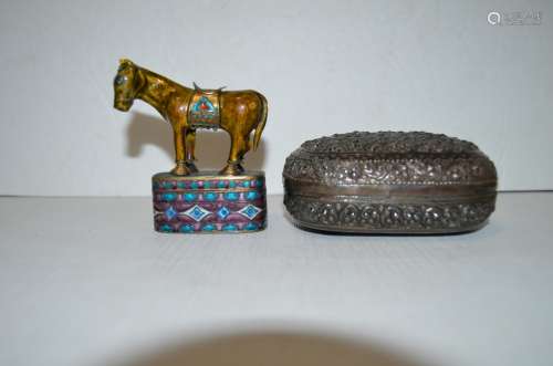 two antique Chinese Cloisonne sterling silver Case