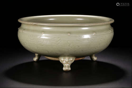 Ming Chinese Longquan Tripod Porcelain Censer