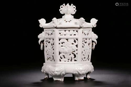 Chinese Hexagon Blanc De Porcelain Lantern