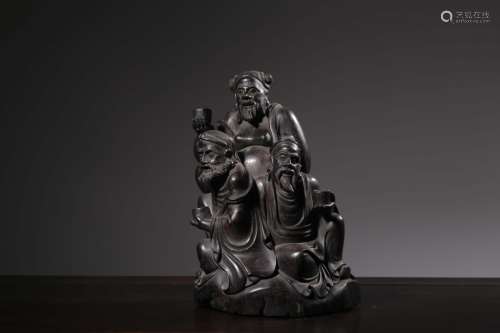 Chinese Zitan Wood Carved Figurines Group