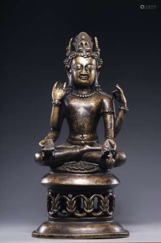 Qing Chinese Mixed Metal Guanyin Buddha