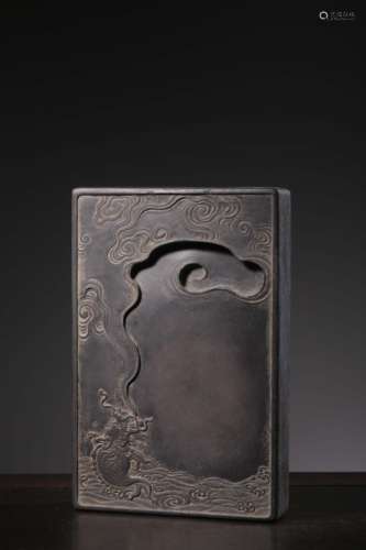 Qing  Chinese Hand Carved Inkwell w Calligraphy