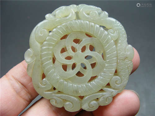 Chinese Jade Carved Plaque,Open Work