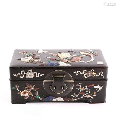 Zitan Rosewood Small Box Inlaid With Treasure ,China