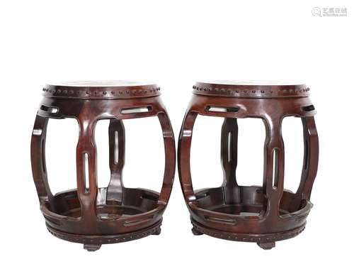 A Pair Of Hardwood Stools ,China