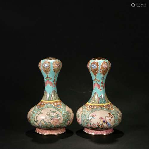 A Pair Of Bronze Enamel Bottles ,China