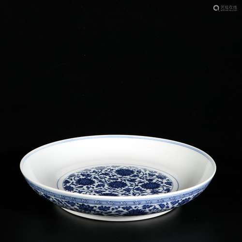 Blue And White Porcelain Lotus Large Plate ,China