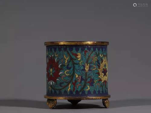 Cloisonne Gold Gilded Tripod Incense Burner ,China