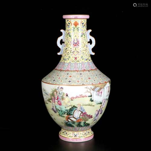 Famille Rose Porcelain Figure Bottle ,China