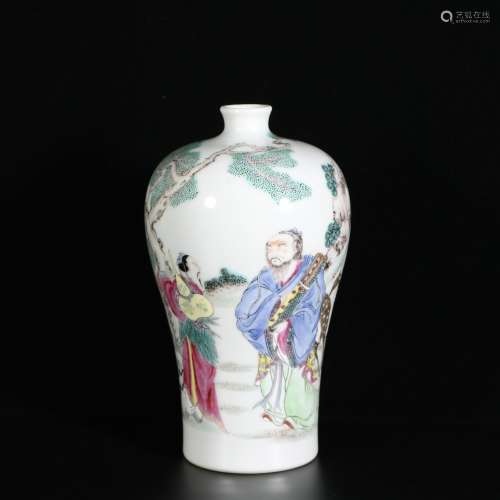 Famille Rose Porcelain Figure Plum Bottle ,China