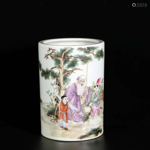 Famille Rose Porcelain Brush Pot ,China