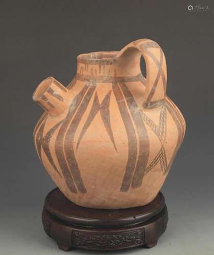 A MA JIA YAO KILN COLORED POTTERY EWER