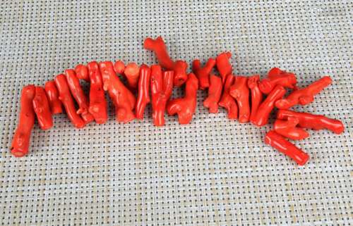 GROUP OF 27 RED CORAL