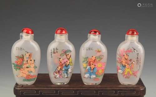 GROUP OF FINELY PAINTED GLASS SNUFF BOTTLE