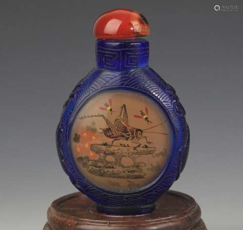 A FINE LANDSCAPING PAINTED GLASS SNUFF BOTTLE