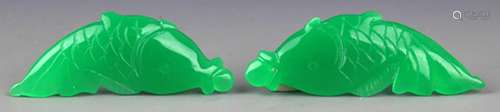 PAIR OF JADEITE FISH