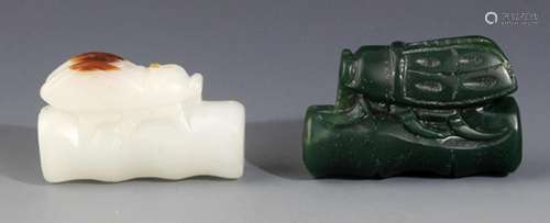 PAIR OF CICADA JADE DECORATION