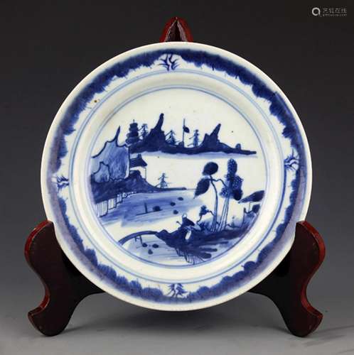 BLUE AND WHITE PORCELAIN PLATE