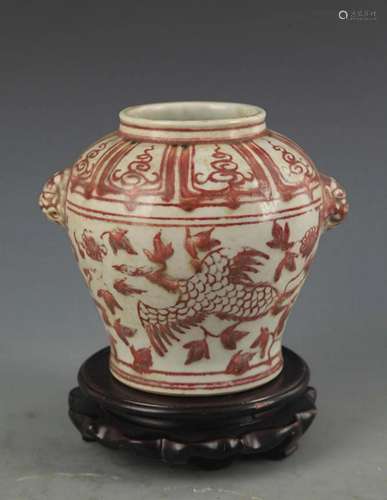 YOU LI HONG PHOENIX PAINTING PORCELAIN JAR