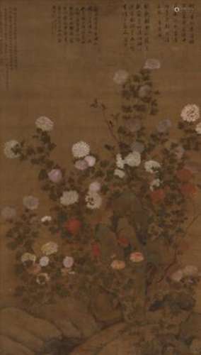 Ma Quan 1669-1722, after: A Chinese scroll with chrysantemum...