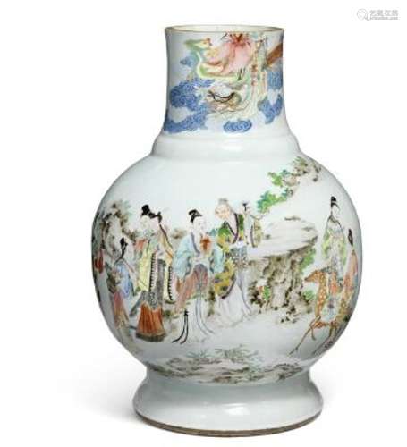 A large Chinese enamelled porcelain baluster vase