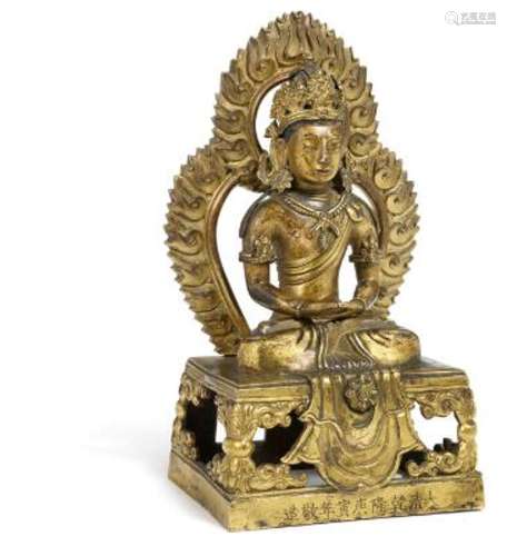 A Chinese gilt bronze figure of Amitayus