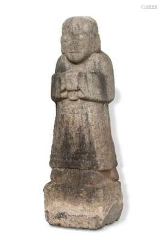 A Korean Dongjaseok sandstone figure, portrayed as a 