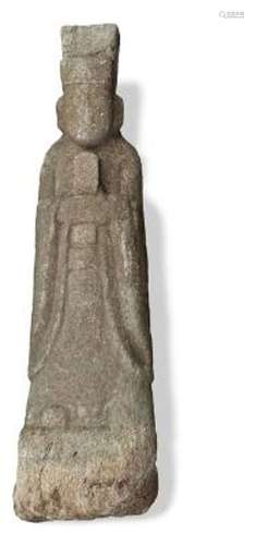 A Korean Muniseok granite figure, portrayed as an official w...