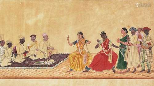 A Company School painting depicting dancers and musicians