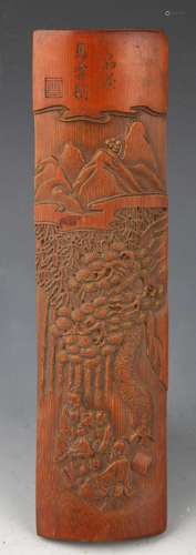 A FINELY CARVED BAMBOO ARMREST