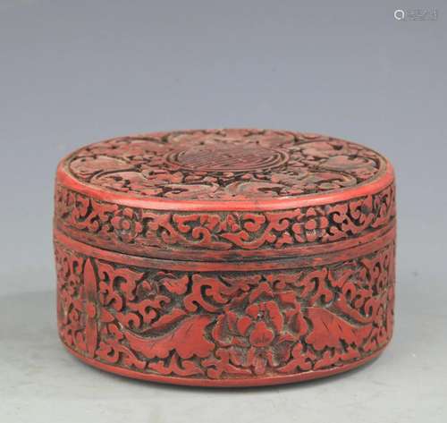 A Lacquer Carving Longevity Pattern Box with Cover