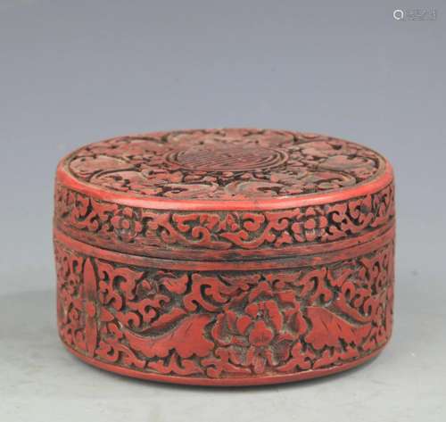 A Lacquer Carving Longevity Pattern Box with Cover