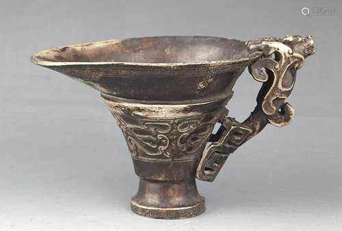 FINE HAND MADE BRONZE WINE CUP