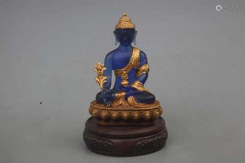 RARE GILT CRYSTAL GLASS BUDDHA