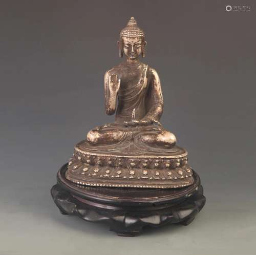 RARE SILVER PLATED MAITREYA BUDDHA FIGURE